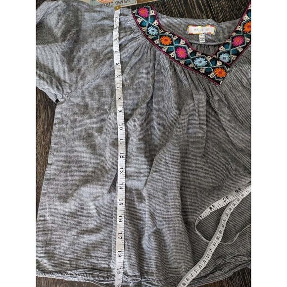 Eri + Ali Gray Embroidered Collar Boxy Top Women's Small - Picture 7 of 10